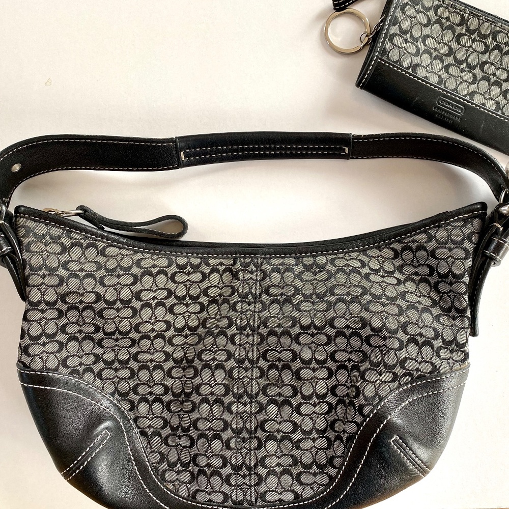 Signature C Jacquard Coach Purse and Mini ID Case
